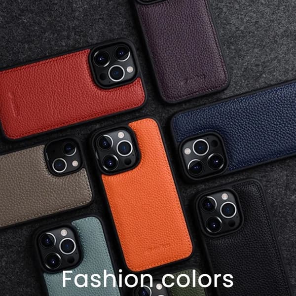 MELKCO Mobilskal till iPhone 14 Pro Max Äkta Läder + Mikrofiber + PC Röd
