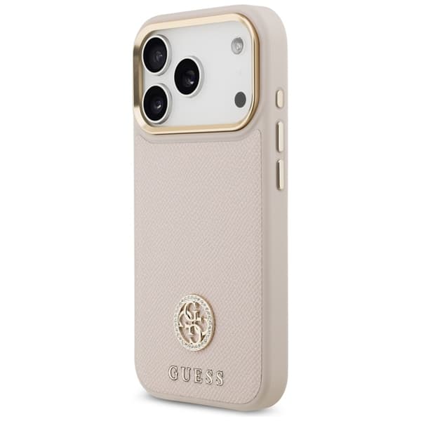 Guess Mobilskal till iPhone 17 Pro Max Magsafe Grained Strass Logo - Rosa Rosa