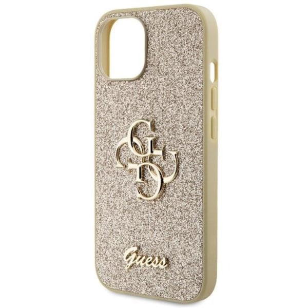 Guess Mobilskal till iPhone 15 Glitter Script Big - Guld