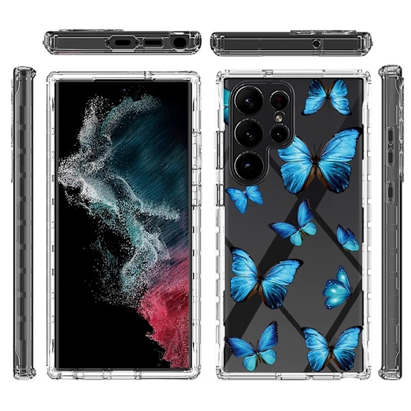 Galaxy S23 Ultra Skal Pattern Printing - Blå Butterfly