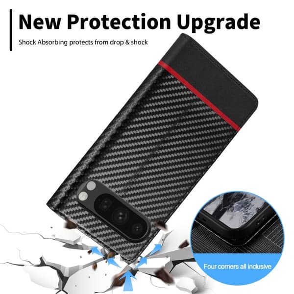 LC.IMEEKE Google Pixel 10 Pro XL Plånboksfodral Konstläder - Svart