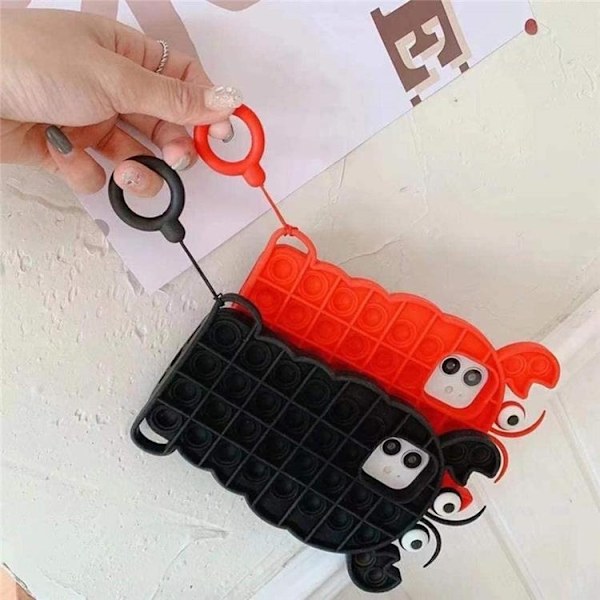 Crab Pop it Fidget Skal till iPhone 7/8/SE 2020 - Svart Svart