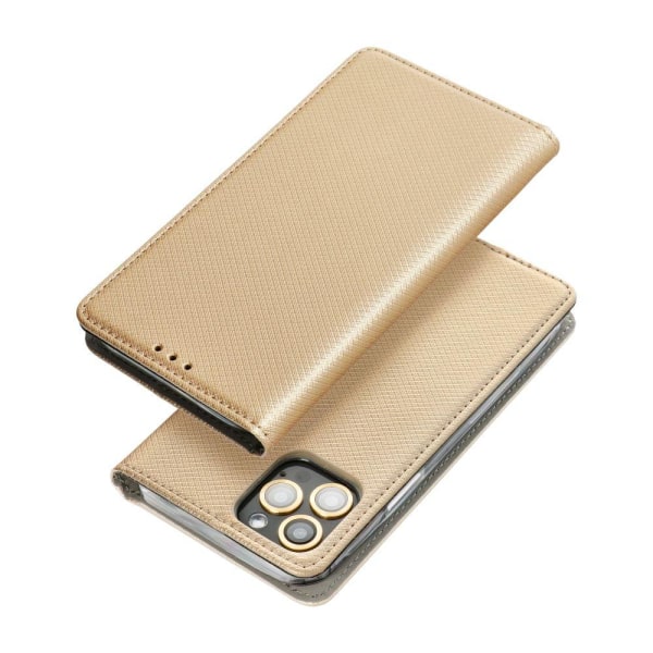 iPhone 14 Pro Plånboksfodral Smart Konstläder Guld