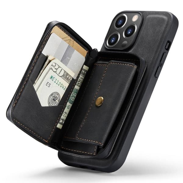 JEEHOOD Mobilskal till iPhone 14 Pro Max Shockproof KonstLäder Svart