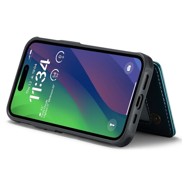 CASEME C22 Mobilskal till iPhone 15 i Läder med RFID, Grön