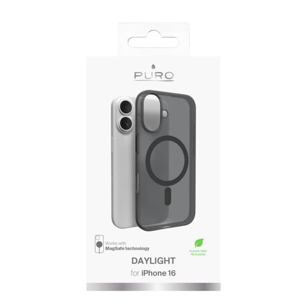 Puro Telefontaske til iPhone 16 Magsafe Daylight Silikone - Sort Black