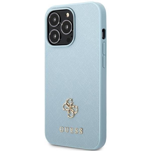 Guess iPhone 13 Pro Max Skal Saffiano Small Metall Logo - Blå Blå