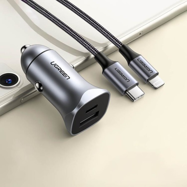 Ugreen PD Fast Billaddare USB-A Till USB-C 30W - Grå