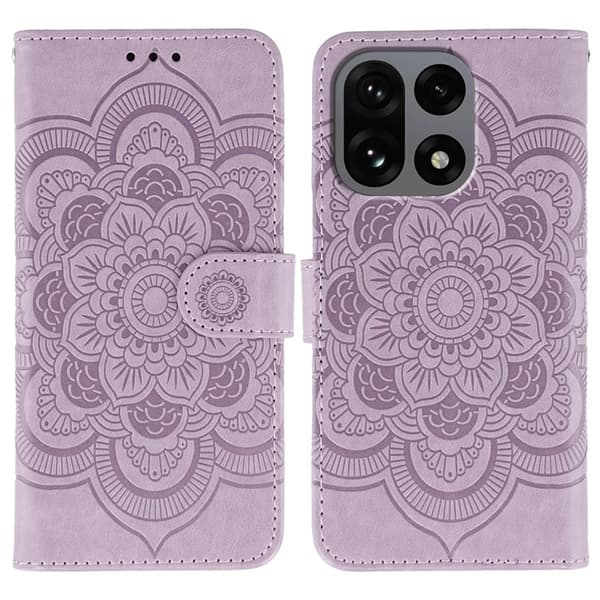 OnePlus 15 Plånboksfodral Mandala Imprinted Konstläder - Lila Lila