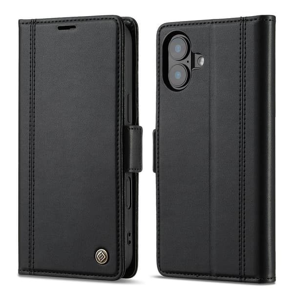 LC.IMEEKE iPhone 16 Plånboksfodral Konstläder - Svart