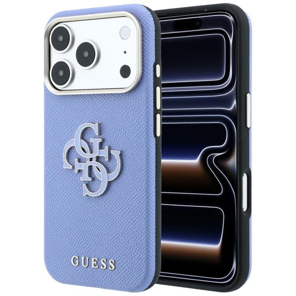 Guess Mobilskal För iPhone 18 Pro Max/17 Pro Max Grained & Big Resin Logo - Blå Blå