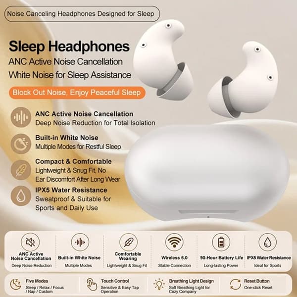 In-Ear Trådlös Hörlurar S1 White Noise ANC IPX5 Bluetooth - Vit