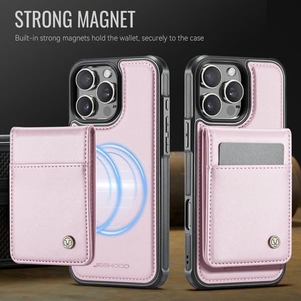 JEEHOOD J06 Mobilskal till iPhone 16 Pro MagSafe RFID Skydd - Rosa