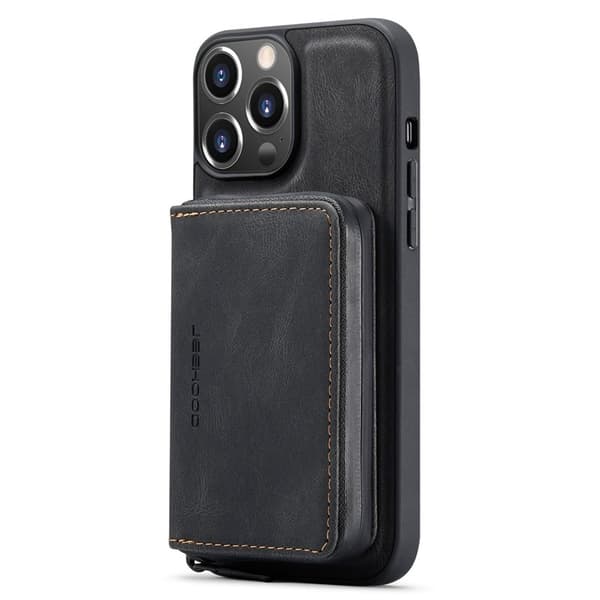 JEEHOOD Mobilskal till iPhone 14 Pro Max Shockproof KonstLäder Svart