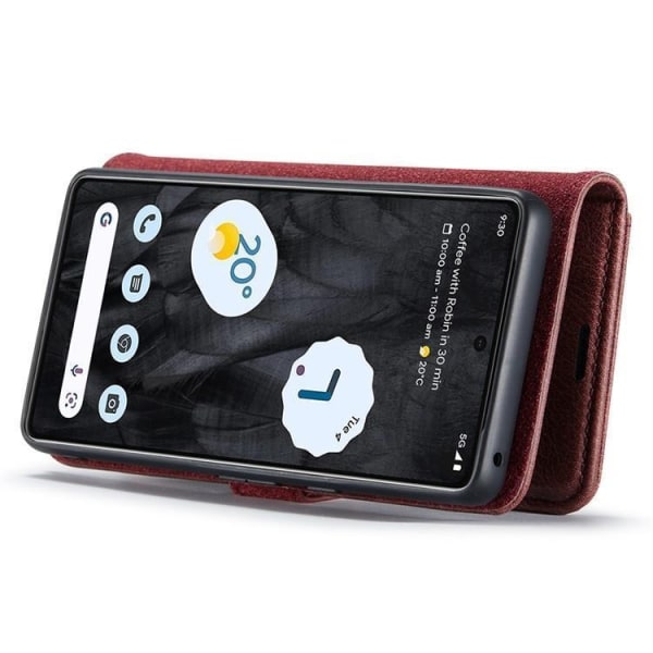 DG.MING Google Pixel 8 Wallet Case aitoa nahkaa - punainen