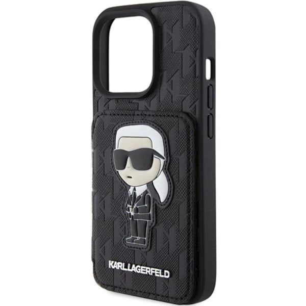 Karl Lagerfeld iPhone 15 Pro Mobilskal Korthållare Stativ Svart