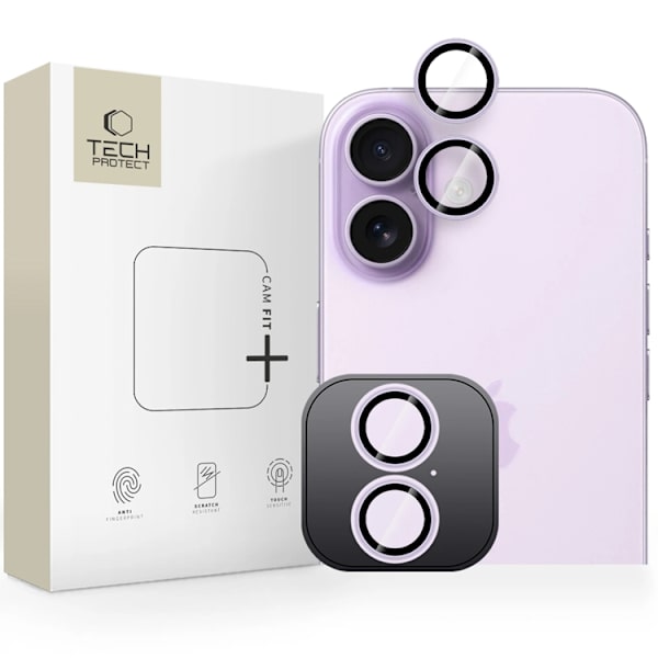 Tech-Protect iPhone 17 Härdat Glas Kameraskydd - Lavender Lila