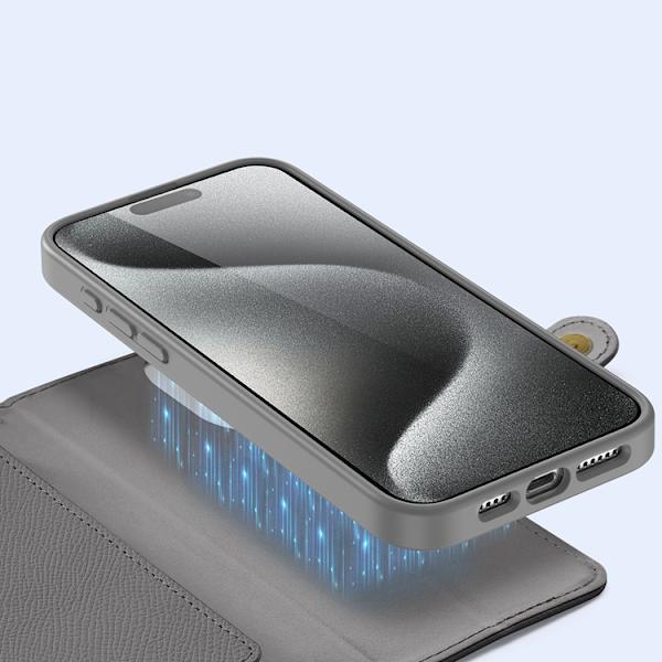 Dux Ducis iPhone 15 Pro Max Plånboksfodral Lawa Läder - Grå Grå