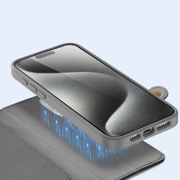 Dux Ducis iPhone 15 Pro Max Pung Taske Lawa Læder - Grå Grå