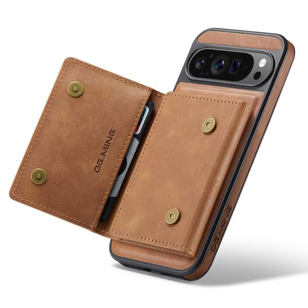 DG.MING M5 Series Google Pixel 9 Pro XL Plånboksfodral Konstläder Brun