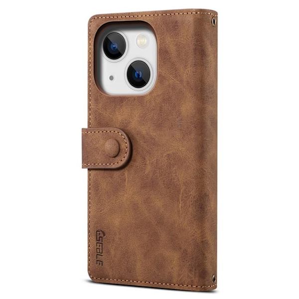 iPhone 14 Plus Plånboksfodral Flap Zipper Strap - Brun