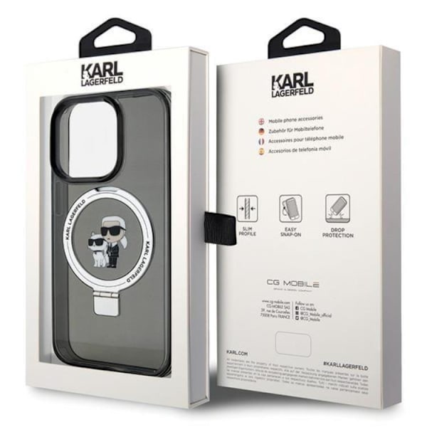 KARL LAGERFELD iPhone 15 Mobilskal MagSafe Ringställ - Svart Svart