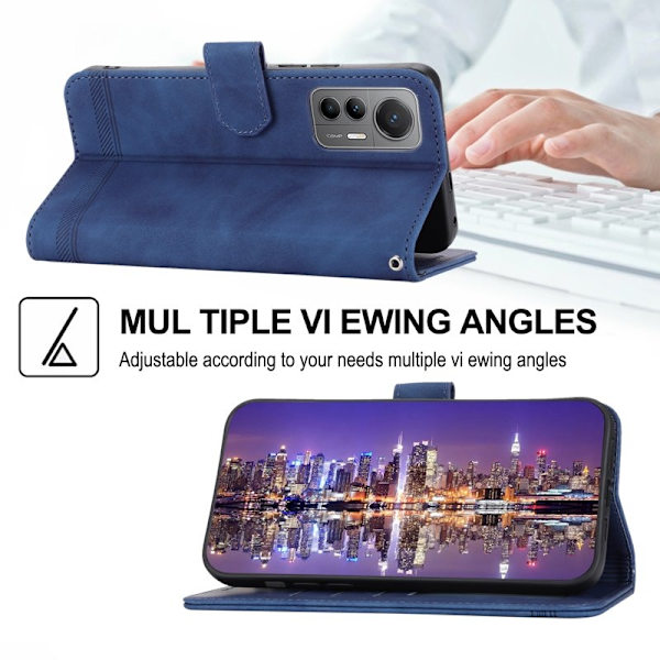 DIERFENG DF-03 Plånboksfodral för Xiaomi 12 Pro 5G - Konstläder - Blå