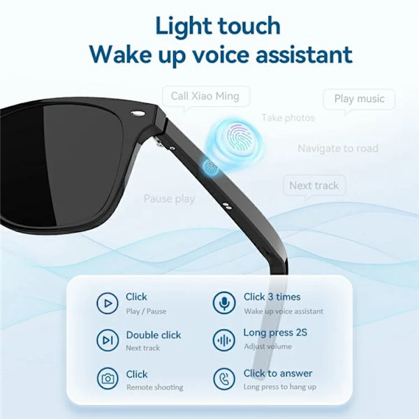 Anti-Blue-Ray Smart Glasögon Bluetooth G05-C - Svart