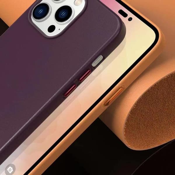 BOOM iPhone 14 Plus Skal Magsafe Äkta Läder - Maroon