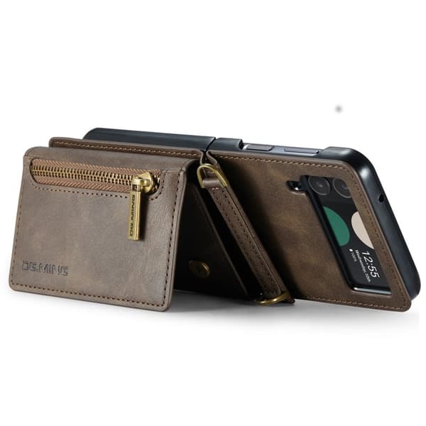 DG.MING Samsung Galaxy Z Flip4 Plånboksfodral RFID-Skydd Brun