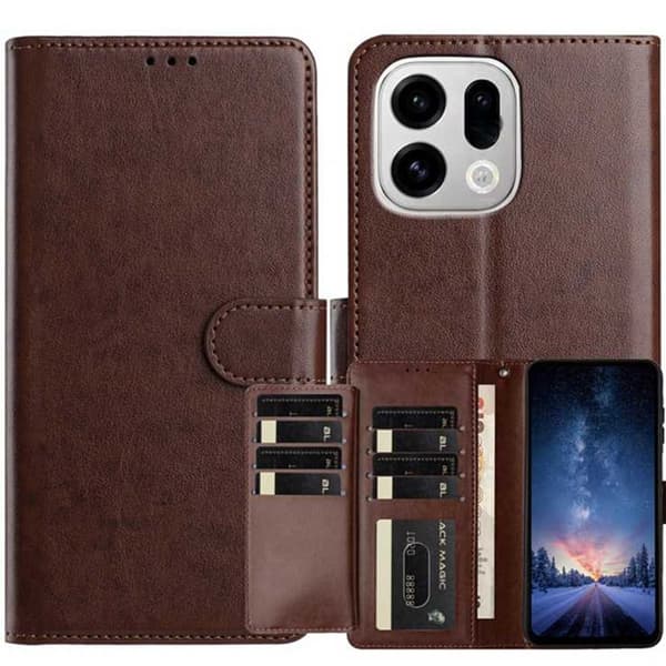 Oppo Find X9 Pro 5G Plånboksfodral Konstläder - Kaffe