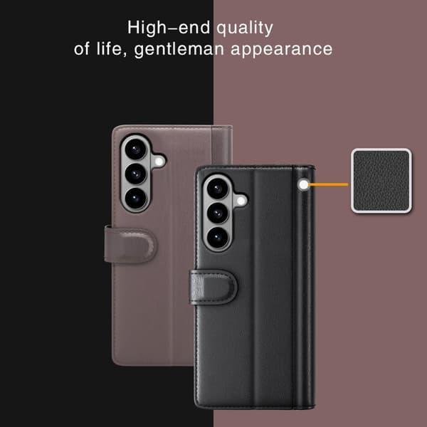 Samsung Galaxy S26 Plånboksfodral Äkta Läder Ställ - Brun
