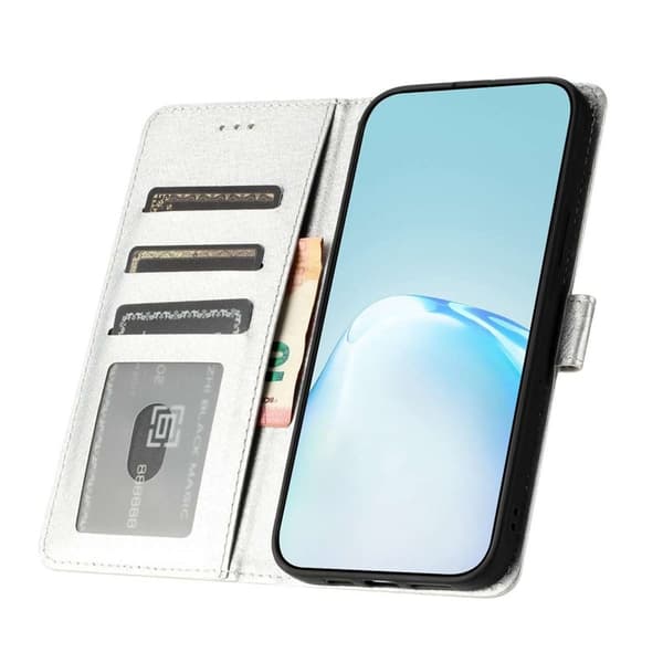 Oppo Find X9 Pro 5G Plånboksfodral Konstläder Magnetlås - Silver