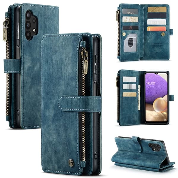 CASEME Konstläder Plånboksfodral för Samsung Galaxy A32/M32 5G - Blå