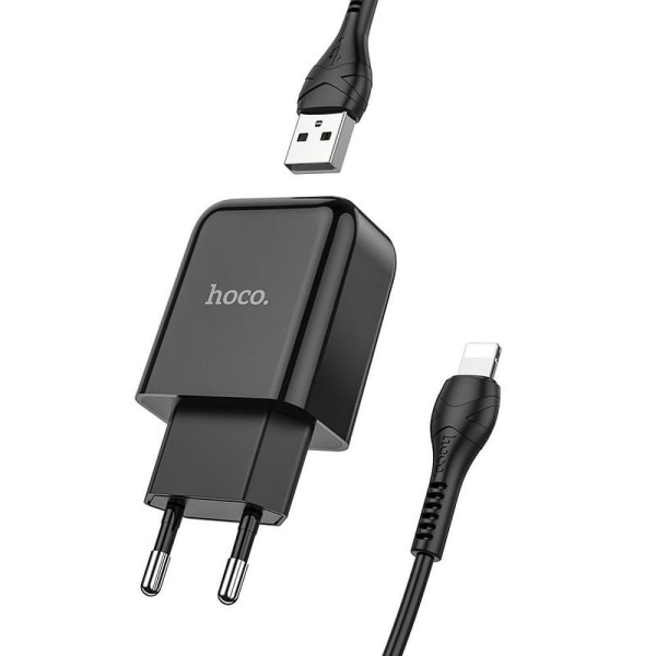 HOCO rejseoplader USB + kabel til Lightning 2A Sort