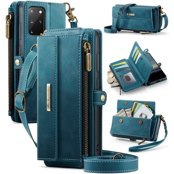 CASEME Konstläder Plånboksfodral för Samsung Galaxy S20 Plus 4G/5G Grön