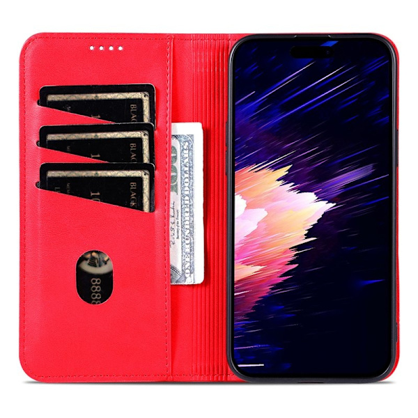 AZNS iPhone 17 Pro Max Plånboksfodral Konstläder - Röd