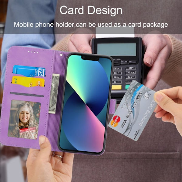 DIERFENG DF-03 Plånboksfodral för iPhone 13 mini - Konstläder - Lila