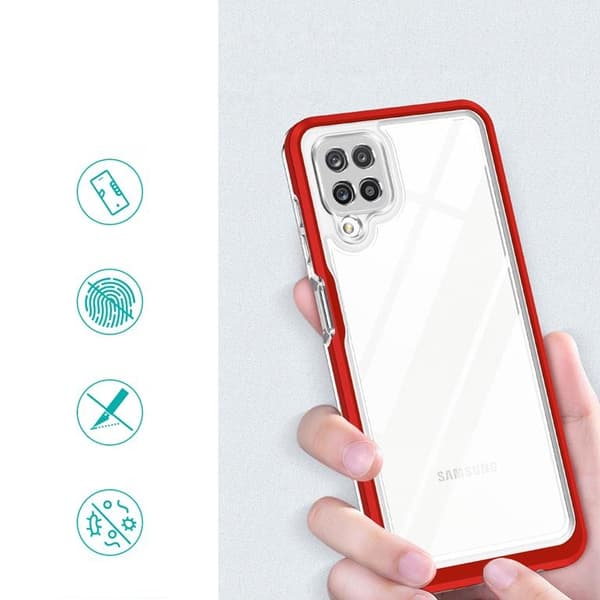Galaxy A22 4G Skal Clear 3in1 - Punainen Röd