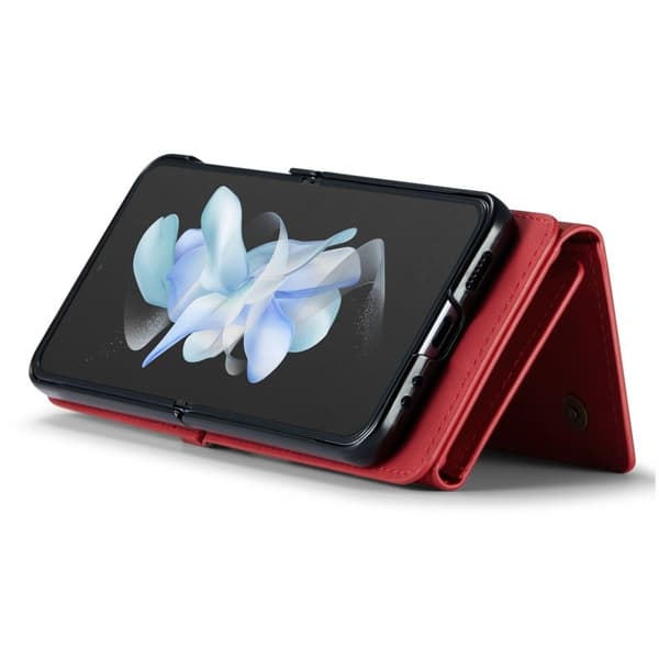 DG.MING Samsung Galaxy Z Flip4 Konstläder Plånboksfodral Röd