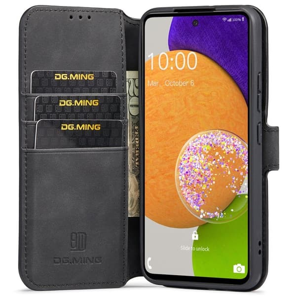 DG.MING Stand Wallet Mobilskal Retro KonstLäder för Samsung A53 5G - Svart