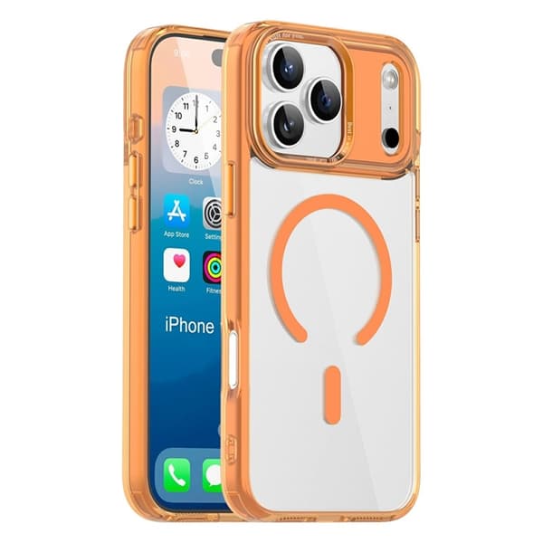 Mobilskal till iPhone 17 Pro Max MagSafe Transparent TPU+PC - Orange Orange