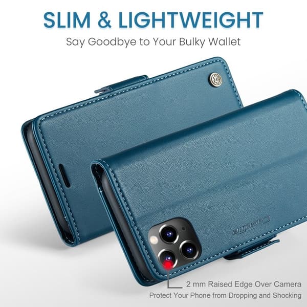 CASEME Series Ställbart Plånboksfodral Konstläder iPhone 11 Pro Blå