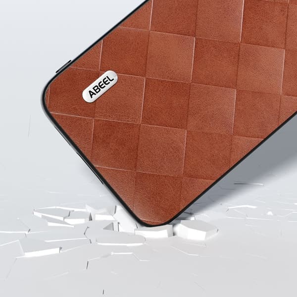 ABEEL Mobilskal till Samsung Galaxy S23 FE Grid Textur PU Läder Brun