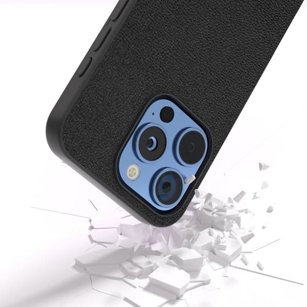 ABEEL Mobilskal till iPhone 16 Pro Äkta Läder PC+TPU - Svart