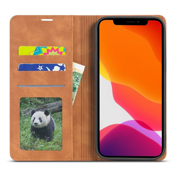 FORWENW iPhone 13 mini Plånboksfodral i Konstläder - Brun