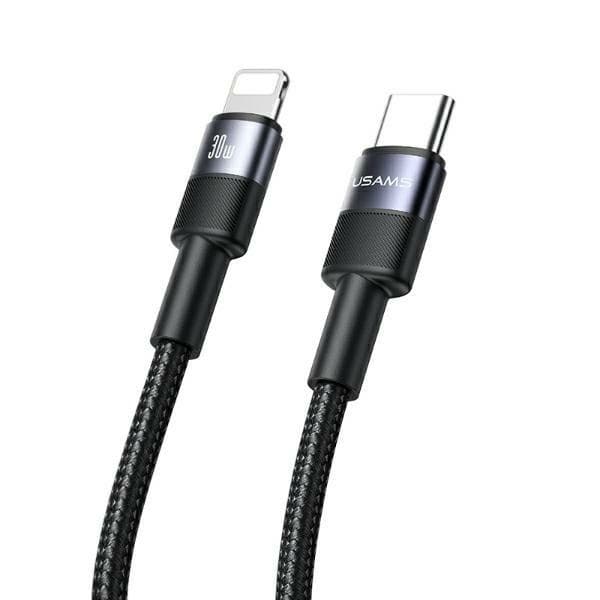 USAMS Kabel USB-C–Lightning 30W 1,2m (US-SJ729) - Svart
