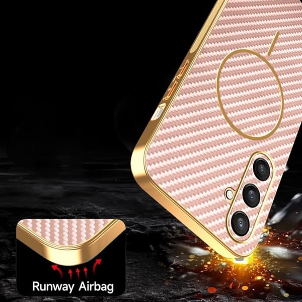 Mobilskal till Samsung Galaxy S26 Kolfiber Texturerad TPU - Rosa