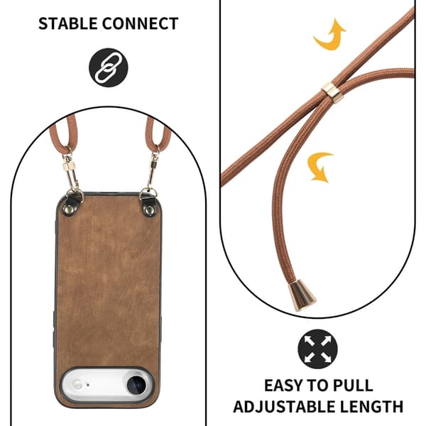 Mobilskal till iPhone Air med Justerbar Rem Retro Läder - Brun Brun