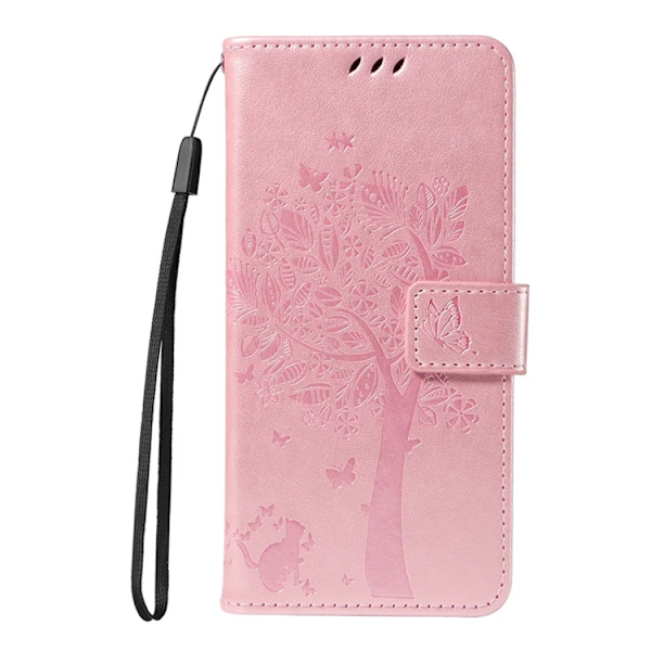 iPhone 17 Konstläder Plånboksfodral Tree Pattern - Roséguld Roséguld